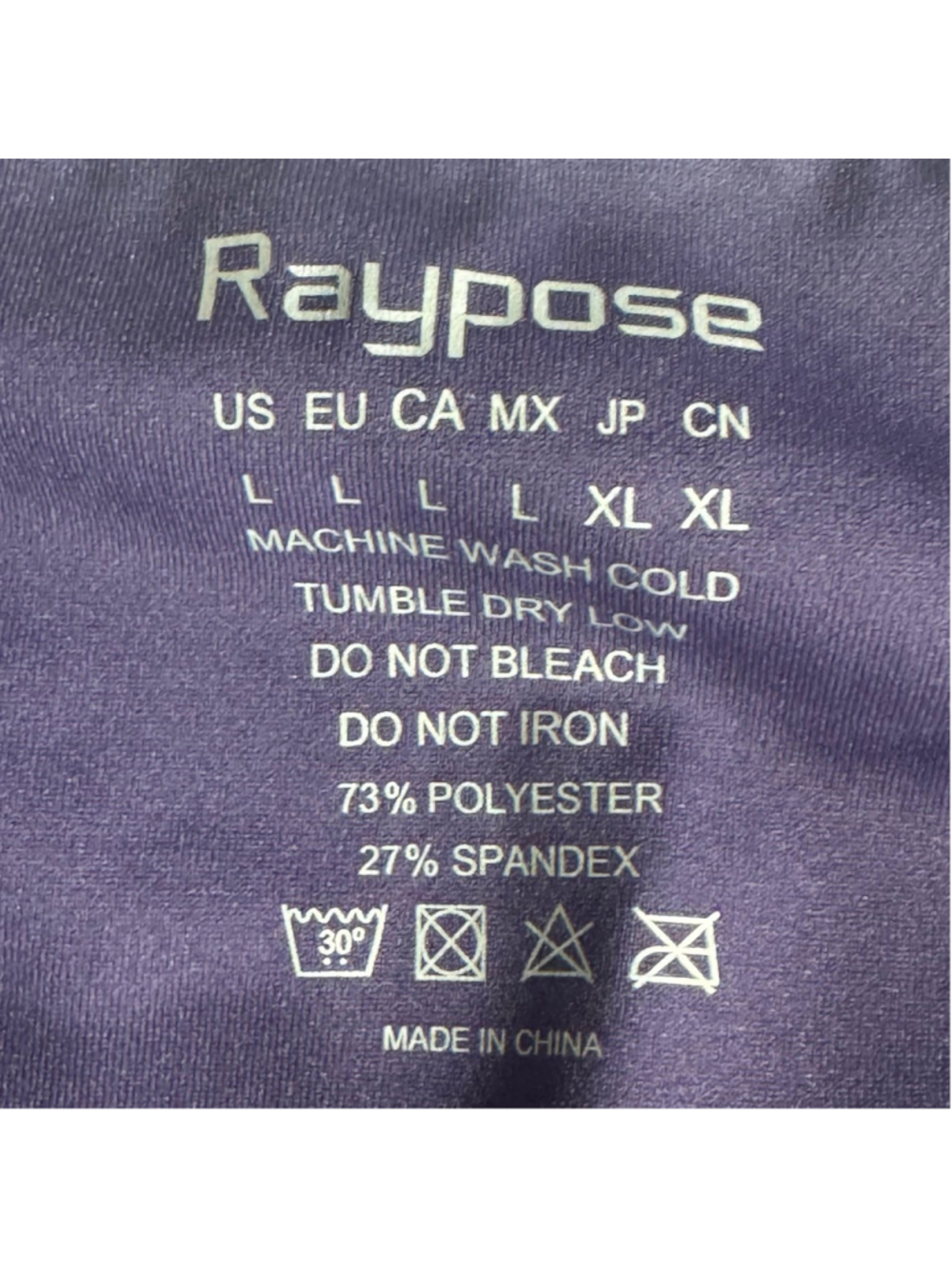 Size L Raypose Dark Purple Active Gym Workout Full Length Leggings - Picture 9 of 9